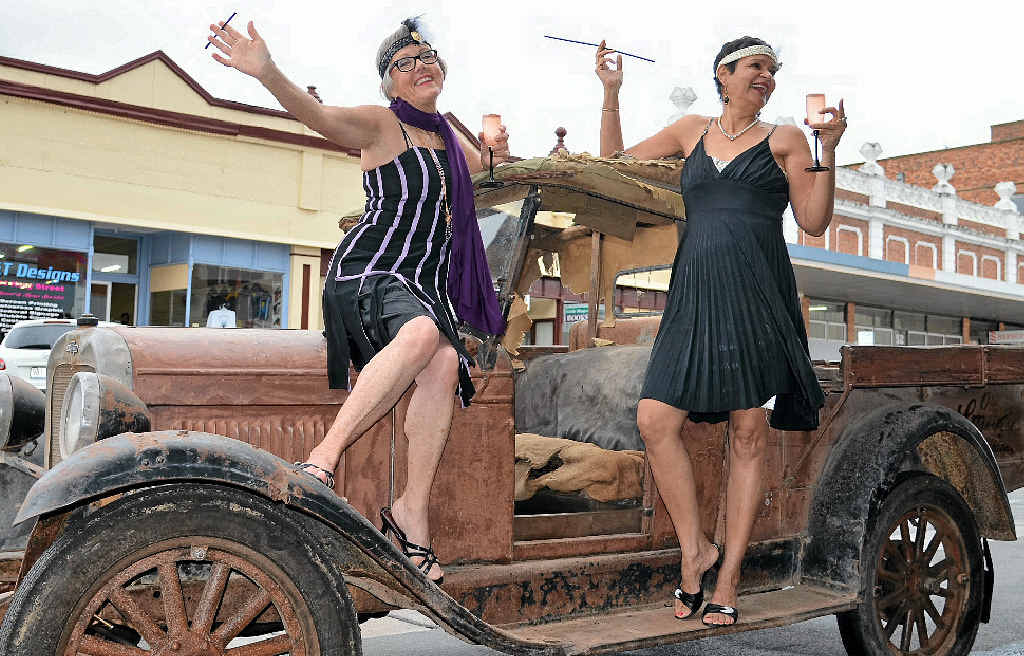 FRIVOLOUS FUN: Cabaret queens Heather Hibbitt and Deeny Kohler-Caporale pose on the running boards of a 1920s Chevrolet ute to bring their flapper-themed show to life. FRIVOLOUS FUN: Cabaret queens Heather Hibbitt and Deeny Kohler-Caporale pose on the running boards of a 1920s Chevrolet ute to bring their flapper-themed show to life.